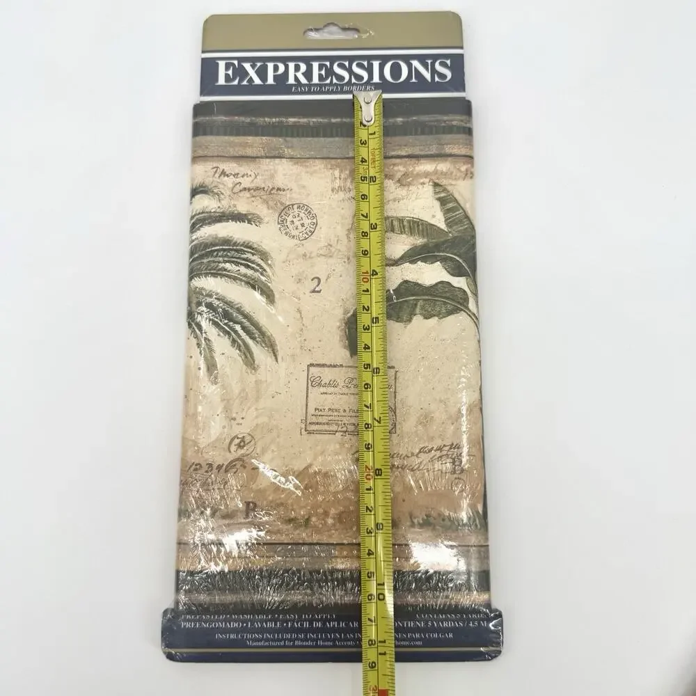 4 VTG Expressions Prepasted Wallpaper Border Palm Trees SB10245B Tropical